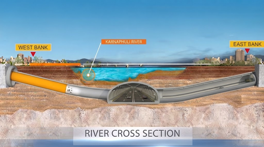 Three-dimensional design of the tunnel.