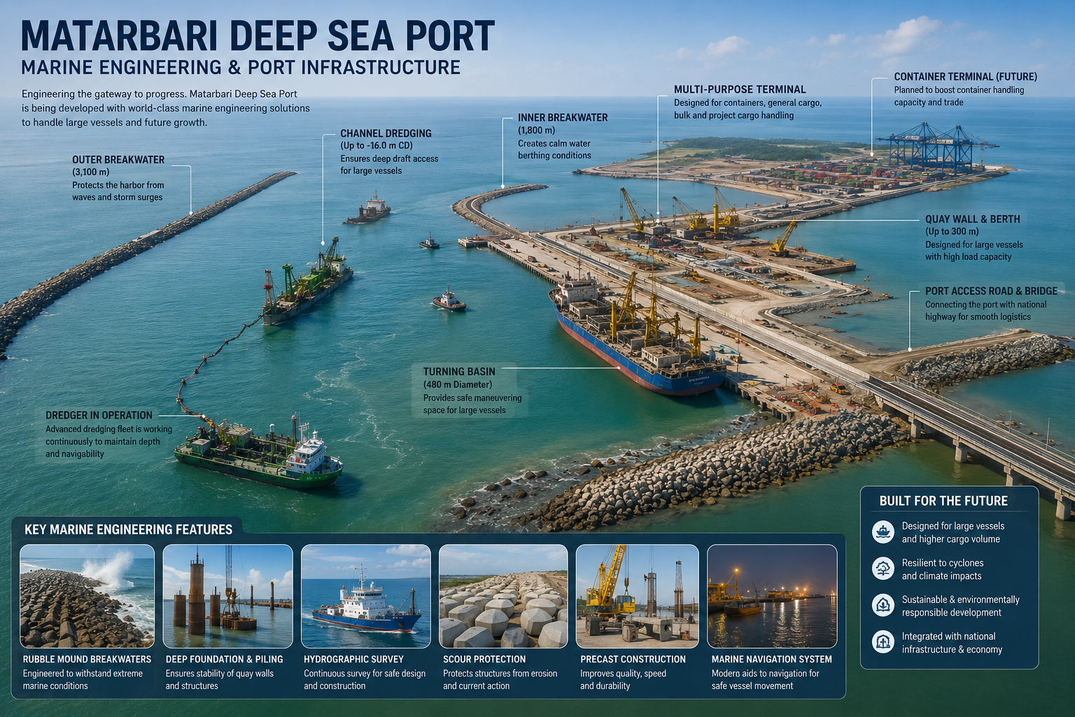 Marine engineering and port infrastructure at Matarbari