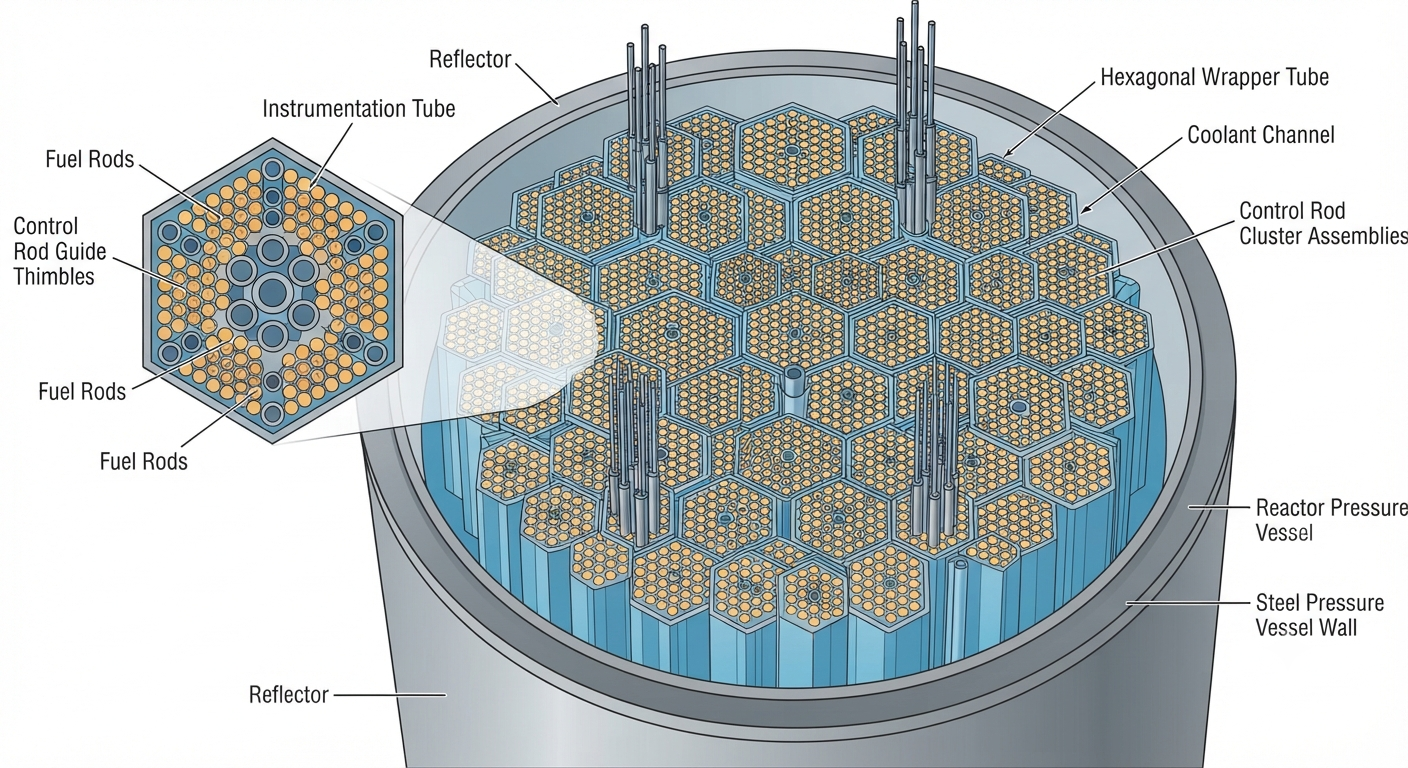Hexagonal fuel assembly design