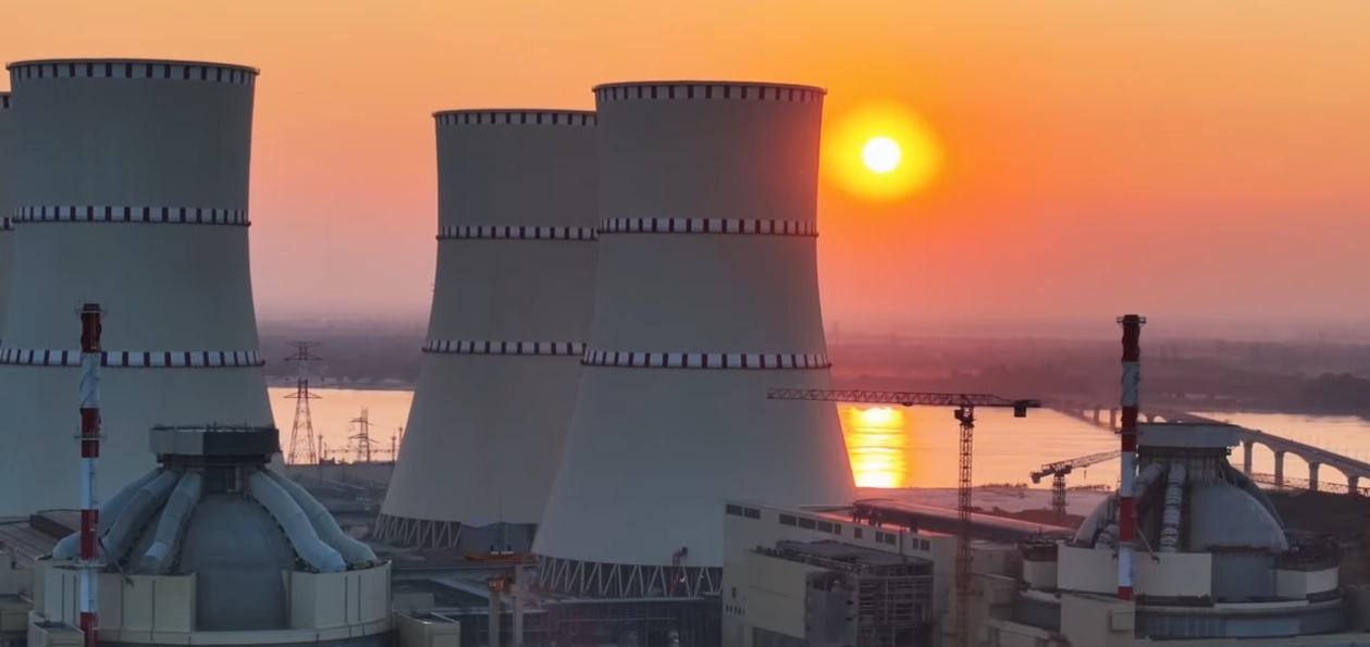 Rooppur plant silhouetted against the Bengal sunset