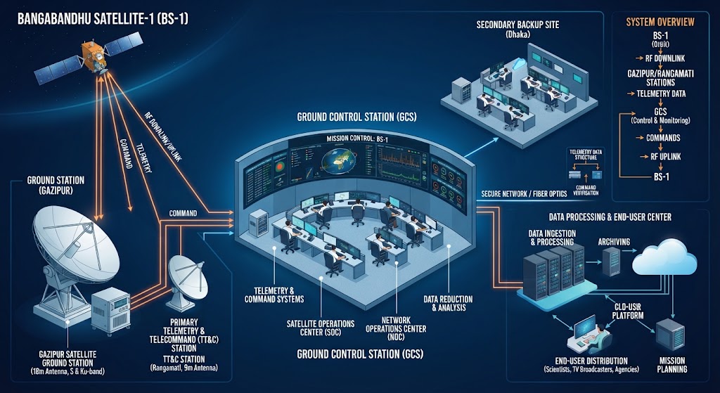 Ground control and telemetry infrastructure for Bangabandhu-1